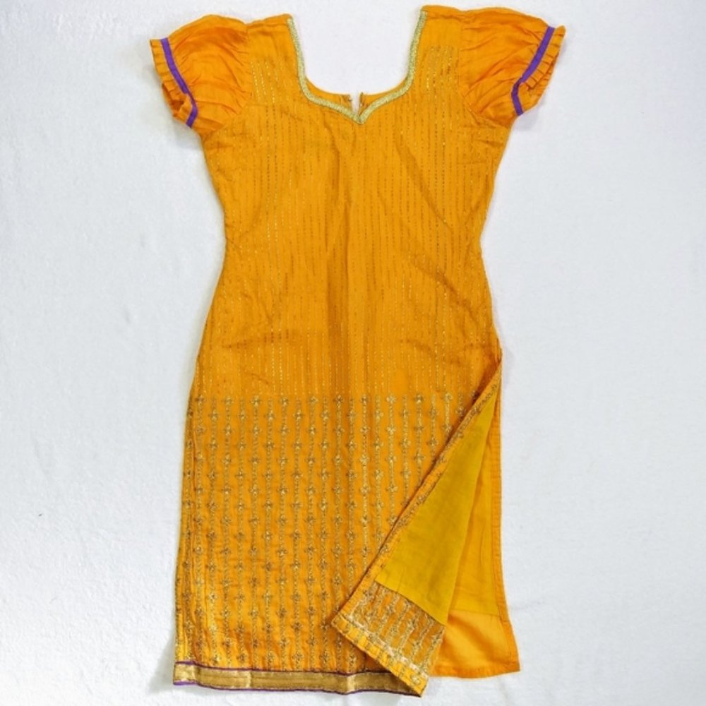 Mustard Yellow South Asian Salwar Kameez Style Dress
